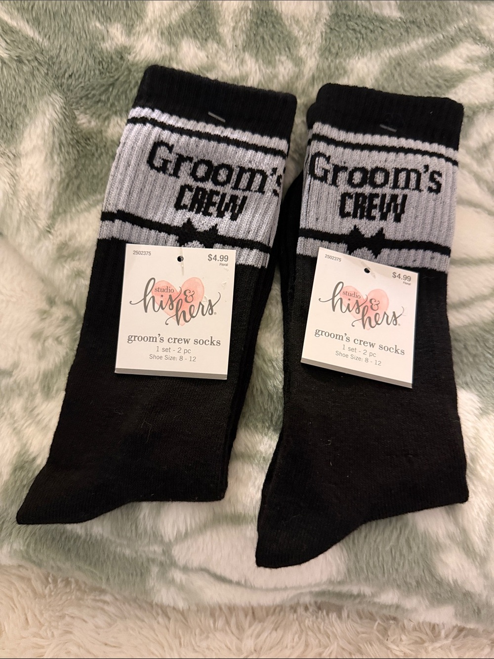 NWT! Groom's Crew Socks - Black & White